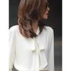 Autumn 2025 French Chic White Ribbon Bow Blouse for Women
