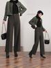 2025 Autumn/Winter Women's Slimming Stylish Wool Wide-Leg Cropped Pants