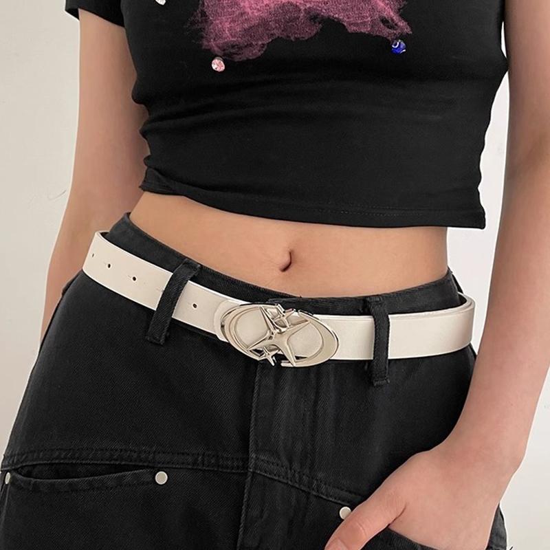 

Y2K Панк Готический Ремень Женский Ремень для Джинсов Ремни для Женщин Розовый Белый Черный Ремень Модные Винтажные Ремни Из Искусственной Кожи Пояс BF019 105CM белый