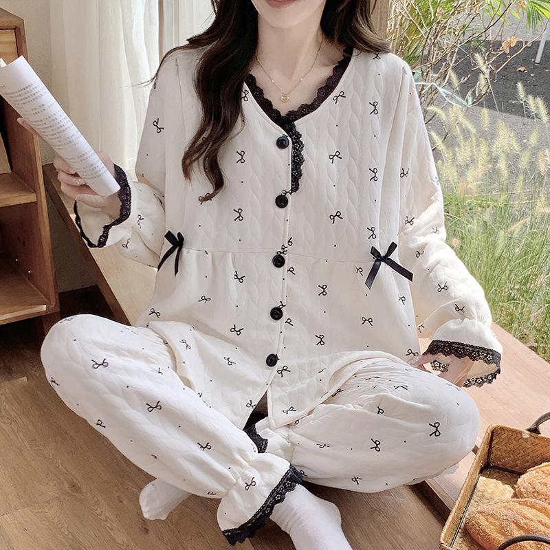 Air Cotton Maternity Pajama Set: Spring & Autumn Nursing and Postpartum Wear for Women