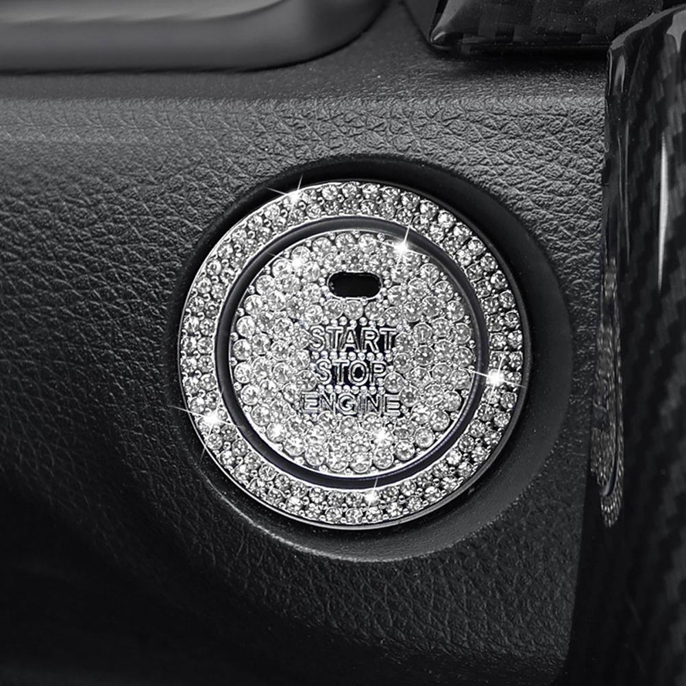 

2Pcs/set Car Start Ring Decor Crystal Diamond Switch Cover Universal Interior Button Protector Sticker Luxury Car Accessory