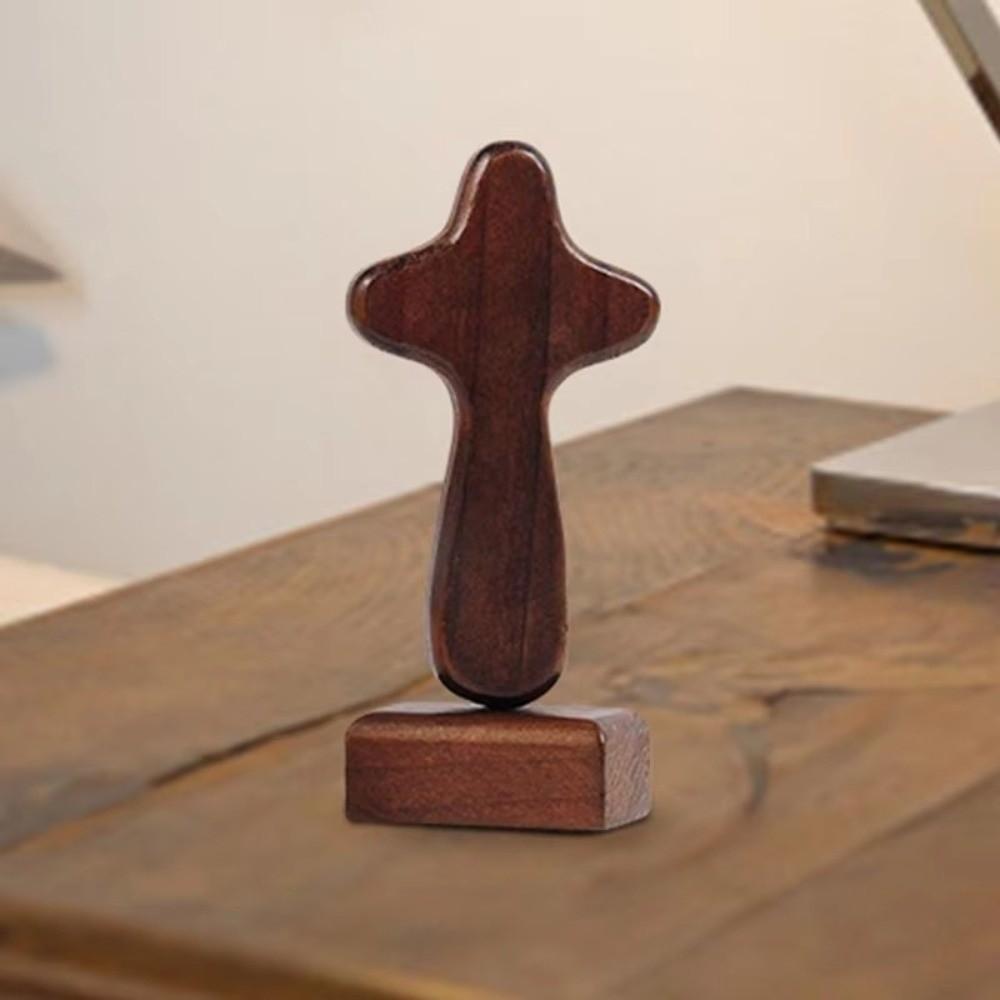 Magnetic Base Crosses Figurine Portable Crucifix Sculpture Wood Cross Statue  Living Room