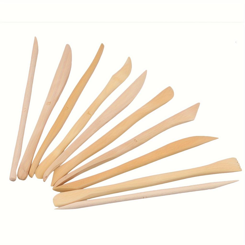 10 st Träkeramikskärverktyg, Tunna Grenler Lerformsknivar, Oladde Handgjorda Verktyg för Keramikframställning