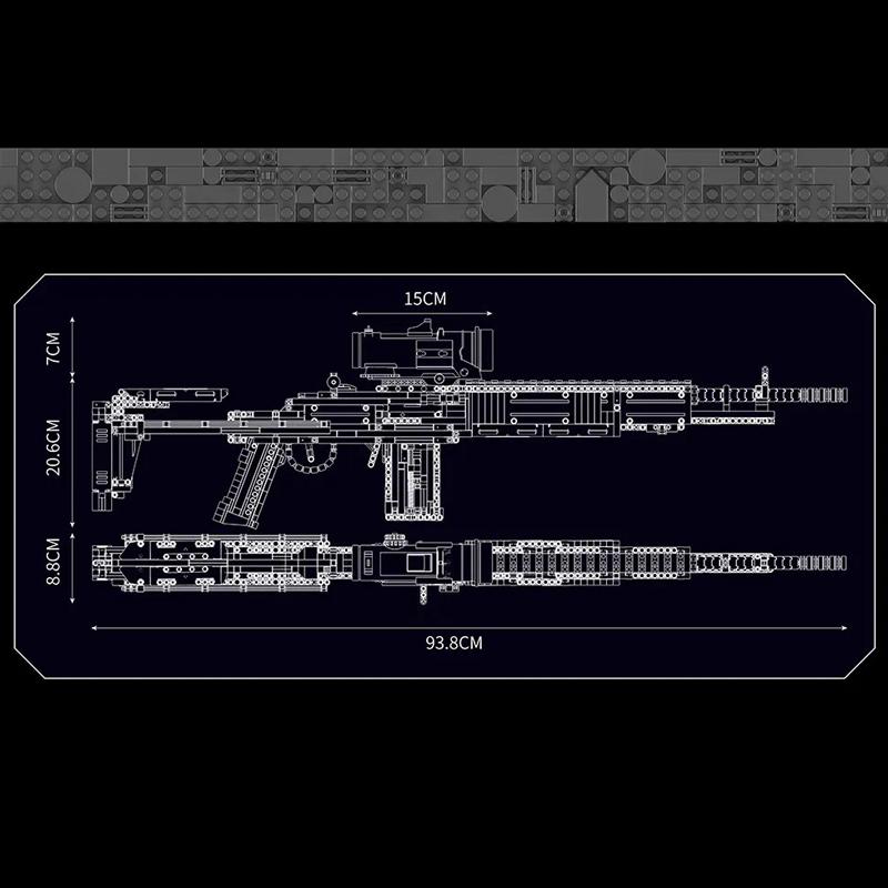MOULD KING 14026 Technische MK14 Kampfgewehr Simulation Pistole Modell Bausteine ​​Militär Waffe Ziegel Spielzeug Set für Kinder Geschenke