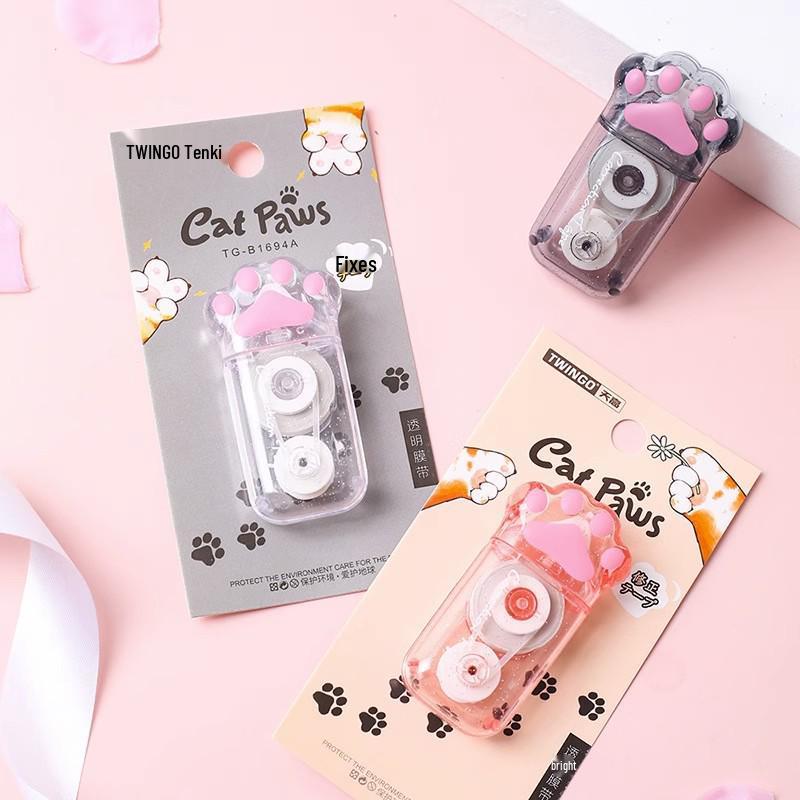 Portable Cat Paw Correction Tape - Cute, Creative, Large Capacity, Transparent, Mini Study Supplies for Students