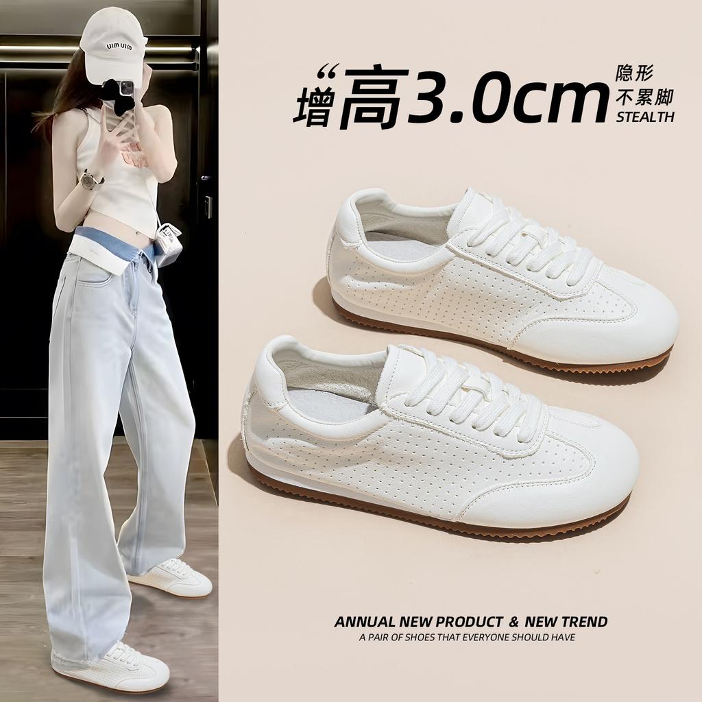Women's Summer New Thick-soled Heightening Versatile Breathable Leather Casual Shoes