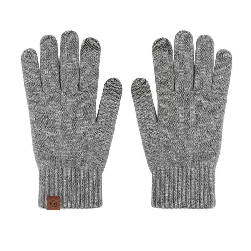 Black Knitted Gloves Winter Thermal Warm Fingerless Fashion Men Women Riding Cozy Writing Driving Work Gloves Elastic Mittens