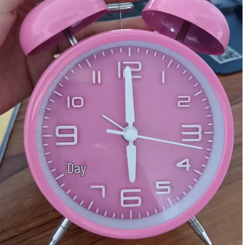 

4-Inch Metal Bell Dorm Alarm Clock with 3D Numbers - Silent for Student Bedside 4-inch