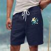 Men's Casual Drawstring Waist Shorts with Artistic Print Comfortable Lightweight Quick Dry Summer Beachwear