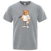 Gentleman Teddy Bear Playing Golf Men T Shirts Summer Cotton Sweat T-Shirts Breathable Loose Clothes Hip Hop Street Short Sleeve