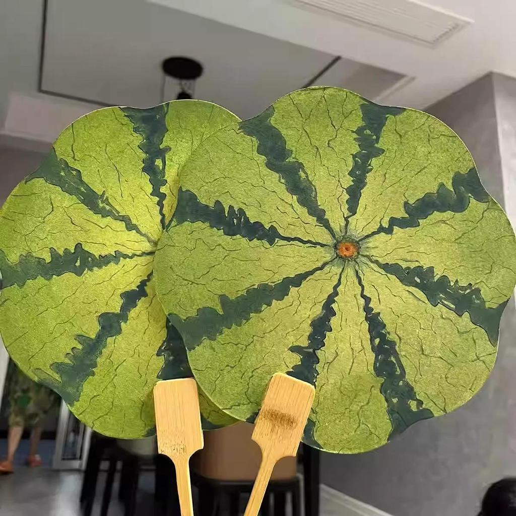 Hand-Painted Watermelon Round Fan – Summer Cool Gift for Bestie, Perfect Warm-Up Prop