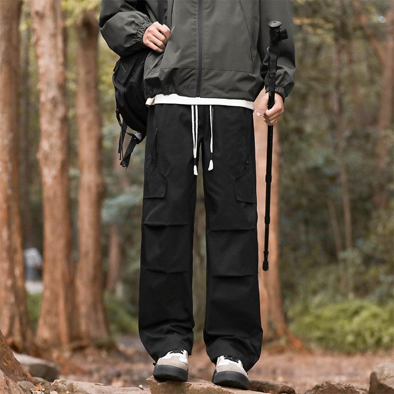 Work Pants Men's Spring and Autumn Loose Ties Sports Pants Men's American High Street Handsome Casual Trousers Fashionable