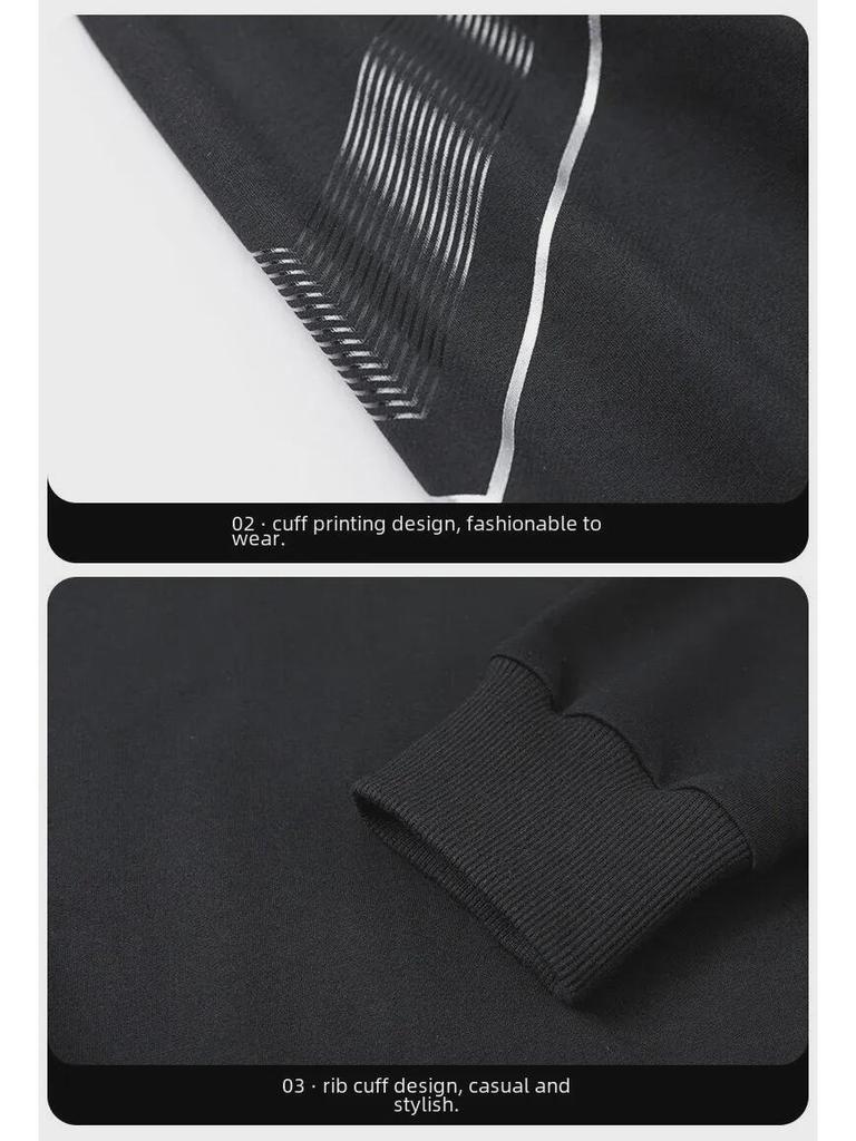 Men's Plush Thickened Two-Piece Sports Suits: Long-Sleeve Pullover & Pants - Casual Trendy Autumn/Winter Activewear