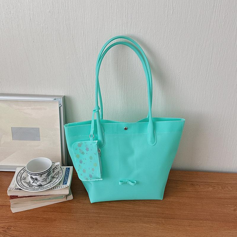 Jelly Color Pvc Clear Tote Bag Women Commute Shoulder Bag Large Capacity Waterproof Shopper Pouch Transparent Top Handle Handbag
