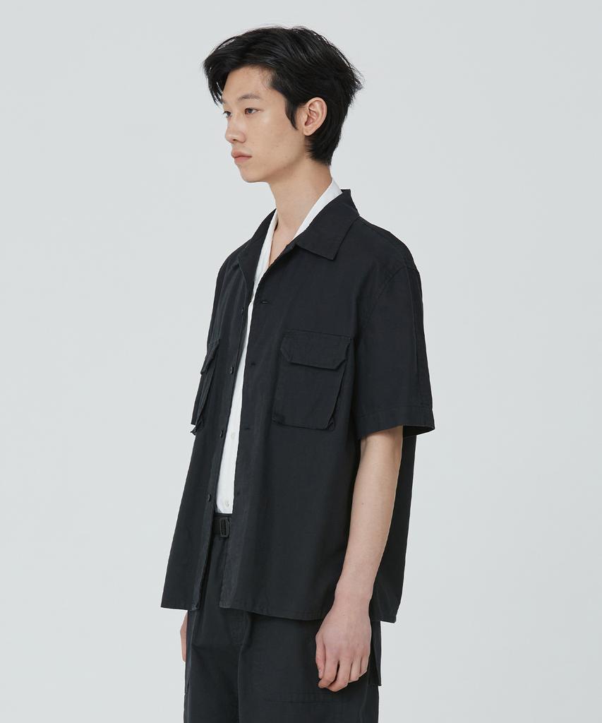 PUBLICFIGURE Patch Pocket Cotton Herringbone Shirt_Black