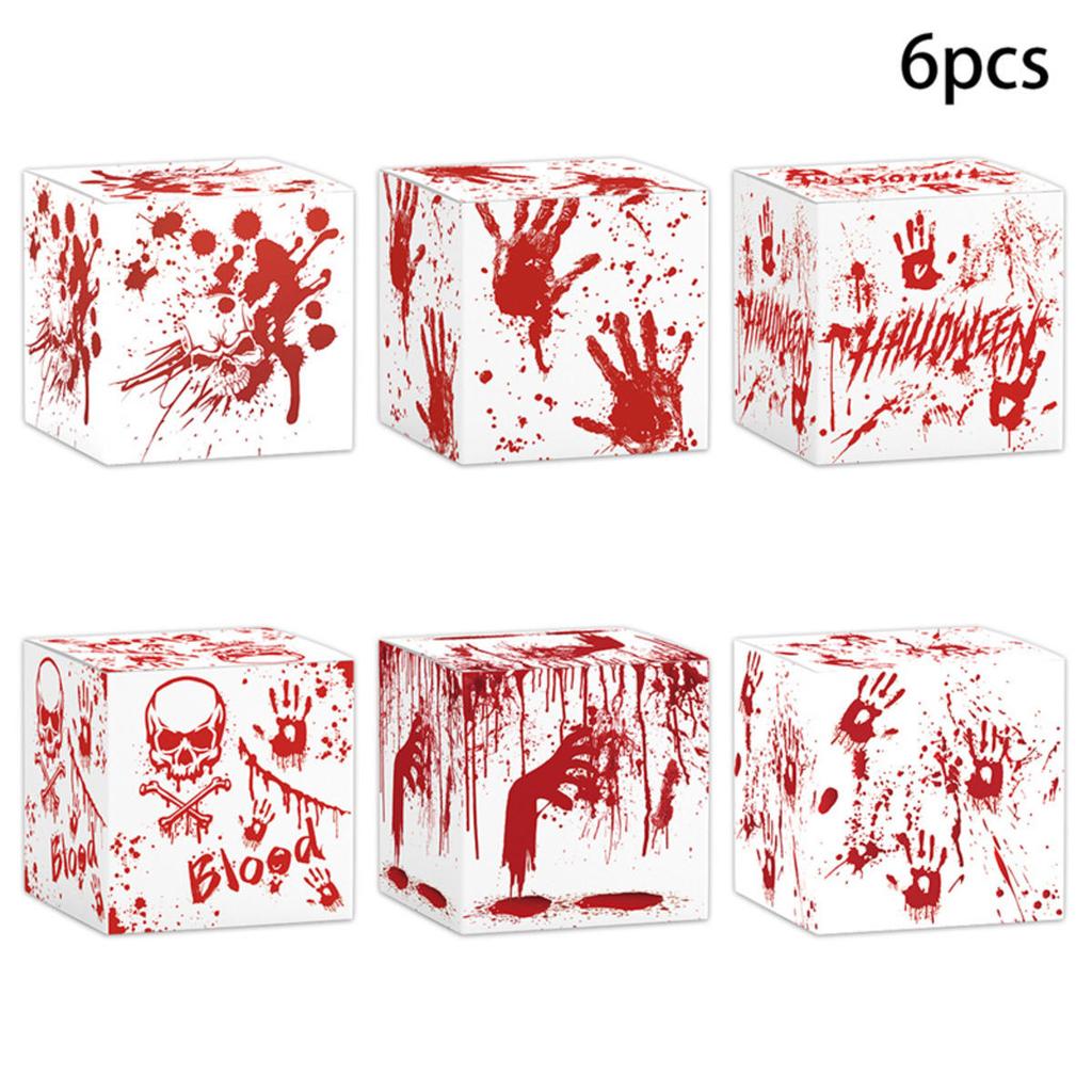 6pcs Festive Candy Snack Carton Environmentally Party Supplies Halloween Candy Boxes with Blood Hand Design for Kids Trick or Treat Party Favor