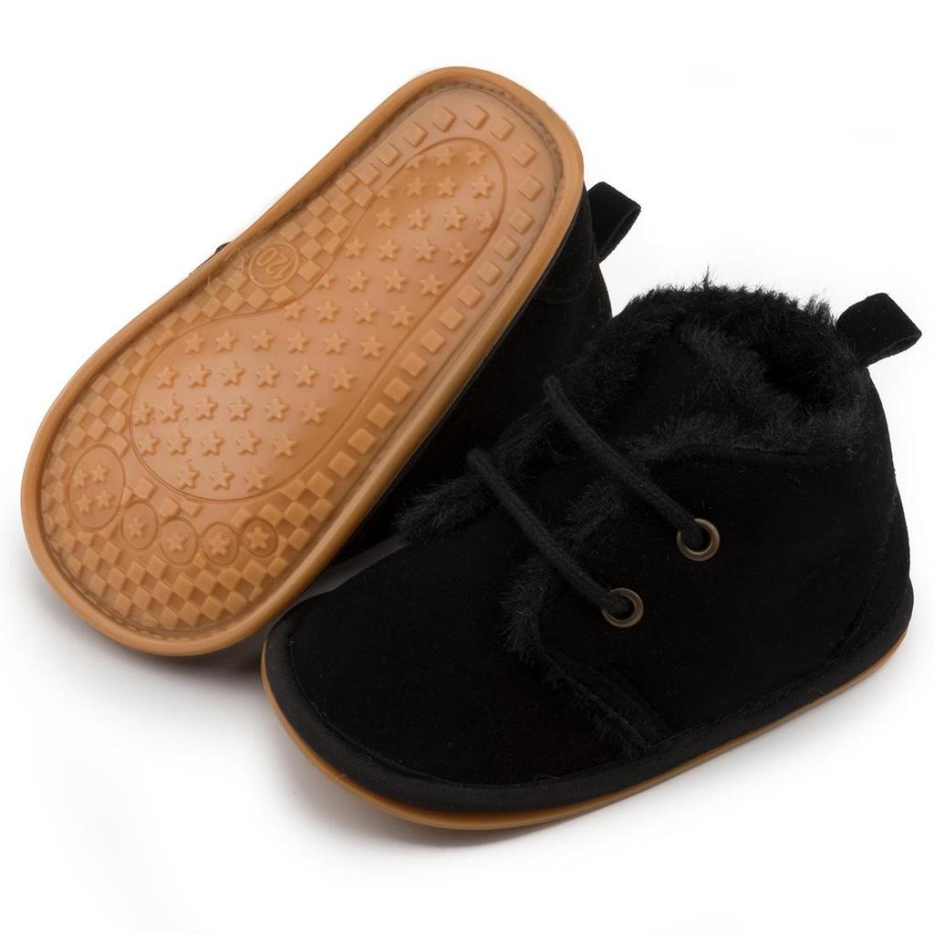 Autumn/Winter Baby Walker Shoes - Warm Velvet, Non-slip Rubber Sole, Cozy Cotton