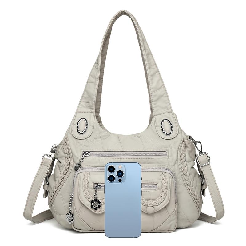 Women's Soft Leather Shoulder Bag Mother Bag Large Capacity Crossbody Bag