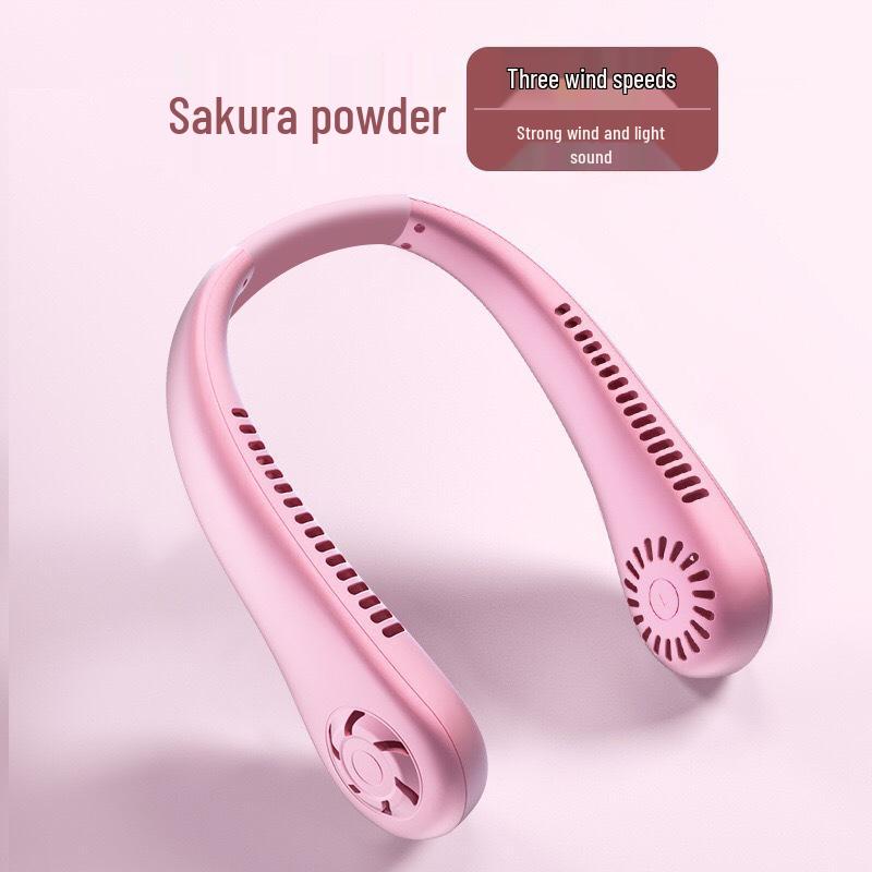 

Neck-Hanging Portable USB Rechargeable Fan - Mini White & Green. 20x19x6.1 cm рожевий