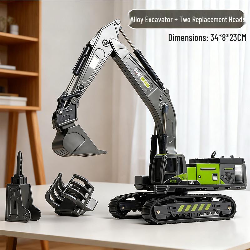 Kids' Alloy Engineering Vehicle Set: Excavator, Digger, Crane, and Earthmover Toy Models