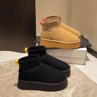 Neue Winterstiefel für Damen, hohe Schneestiefel, verdickter Plüsch, warm, einfach und vielseitig, bequem, rutschfeste Baumwollschuhe für den Außenbereich
