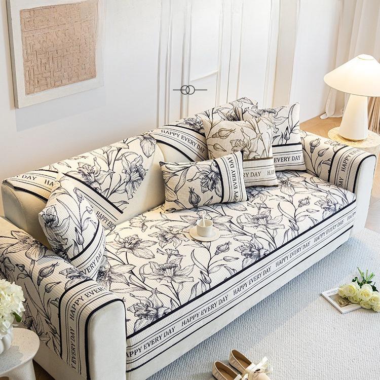 Corn Velvet Sofa Cushion Winter New Chinese Style Sofa Cover Autumn and Winter Thickening Plush Backrest Cover Towel