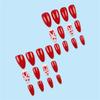 24 Pcs Glittering Full Cover Stick on Nail Valentines Day False Nail Press On Nail Almond Shape Artificial Nail