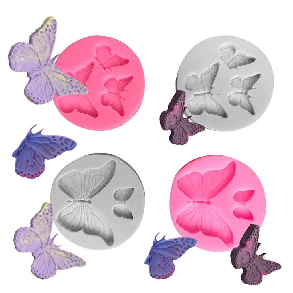 Reusable Silicone Butterfly Molds 4Pcs Nonstick Cake Chocolate Fondant Molds For Baking Freezer Safe Design