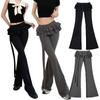 Low Waist Apron Skirt Flared Pants Ice Silk Bell-bottom Trousers Casual Pants for Women  Ladies