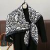 90*90cm Line Rose Printed Square Scarf Polyester Muslim Woman Hijab Shawls Lady Fashion Elegant Wraps Islamic Turban Tippet