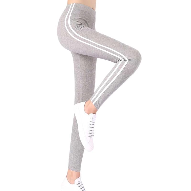 

[Aika] leggings line leggings sports leggings spats stretch pants high waist yoga pants jersey monotone side line 9/4 length Plain color ladies 1 size