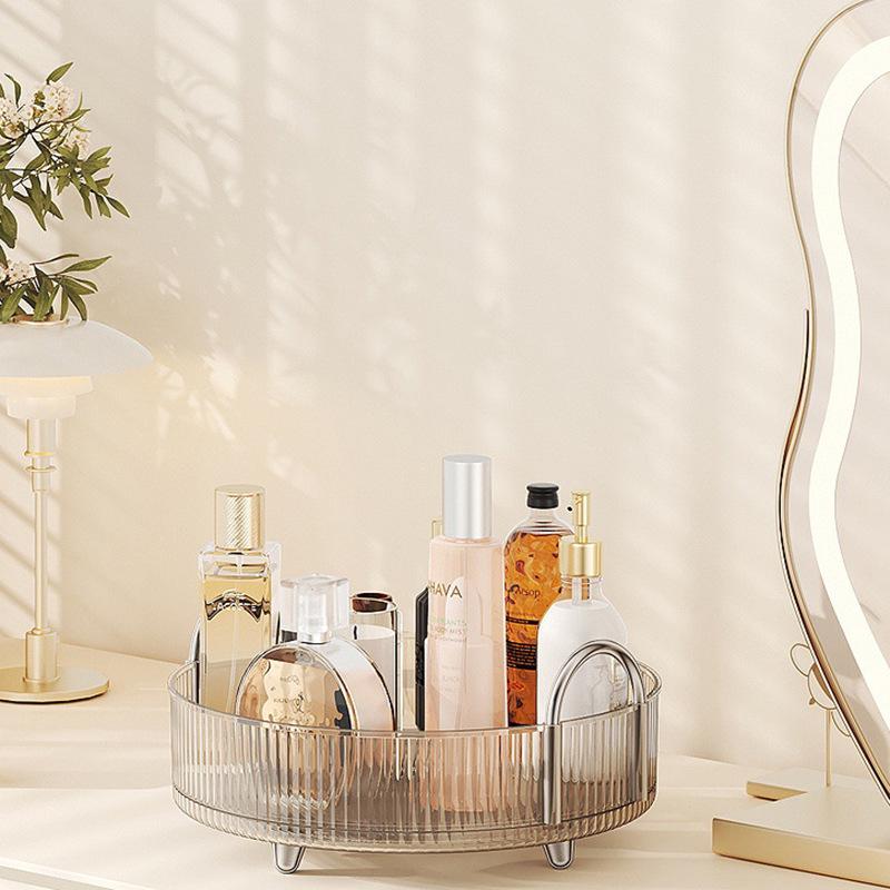 Transparent Rotating Cosmetic Storage Rack for Bathroom & Dressing Table