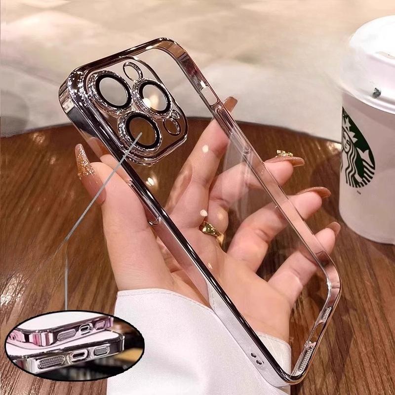 Applicable To Apple 17promax Mobile Phone Case New Electroplated IPhone 16 High End Sense with Lens Film Full Cover Soft Case
