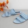 Fashion 2025 New Designer Women Outside Slippers Summer Woman Flat Slides High Quality PU Leather Fashion Double Weave Beach Sandals