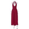 Hot-selling New Solid Color Sexy Deep V Hollow Neck Temperament Pendulum Skirt Edge Dress Women's Clothing