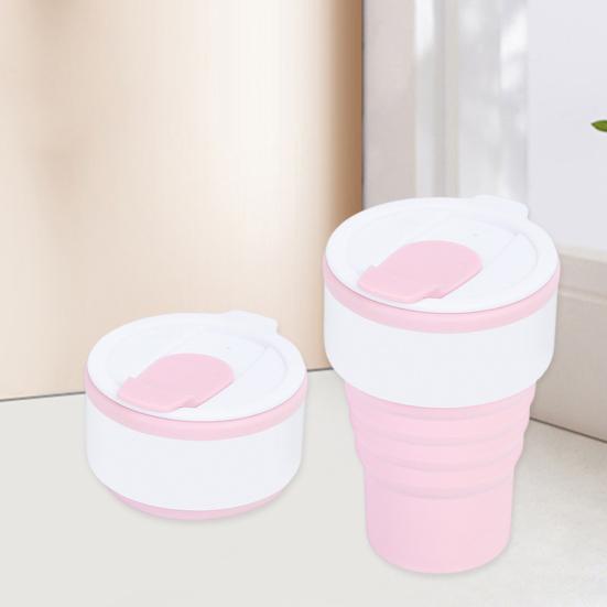 Collapsible Silicone Travel Cup 12oz Portable Foldable Coffee Mug for Camping Hiking Commuting Leakproof Eco-Friendly Water Bottle with Wide Mouth