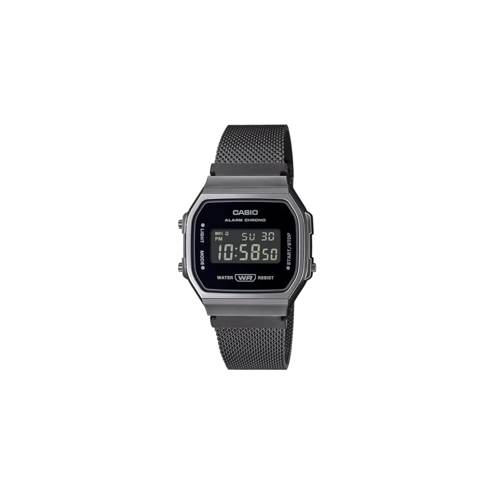 Casio A168WEMB-1B Digital Watch Mesh Metal Band Black Unisex Kids
