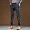 New Men's High-end and Comfortable Casual Pants for Men's Youth Spring Straight-length Lace-up Elastic Trousers