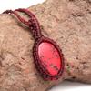 Macrame Red Handmade Necklace Copper Turquoise Thread Gemstone Jewelry