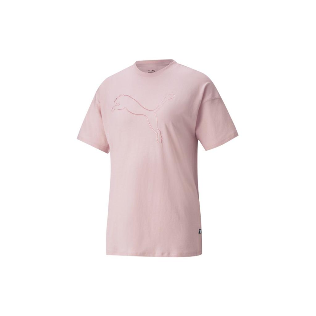 Puma Logo Pattern Solid Color Sports Round Neck Short Sleeve T-Shirt Women Tops Pink 847690-36