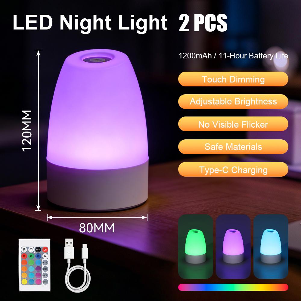Touch Night Light Bedroom Table Lamp 3 Modes Dimming Rechargeable Night Lamp Ambient Light Soft Light Bedside Lamp For Kids Gift