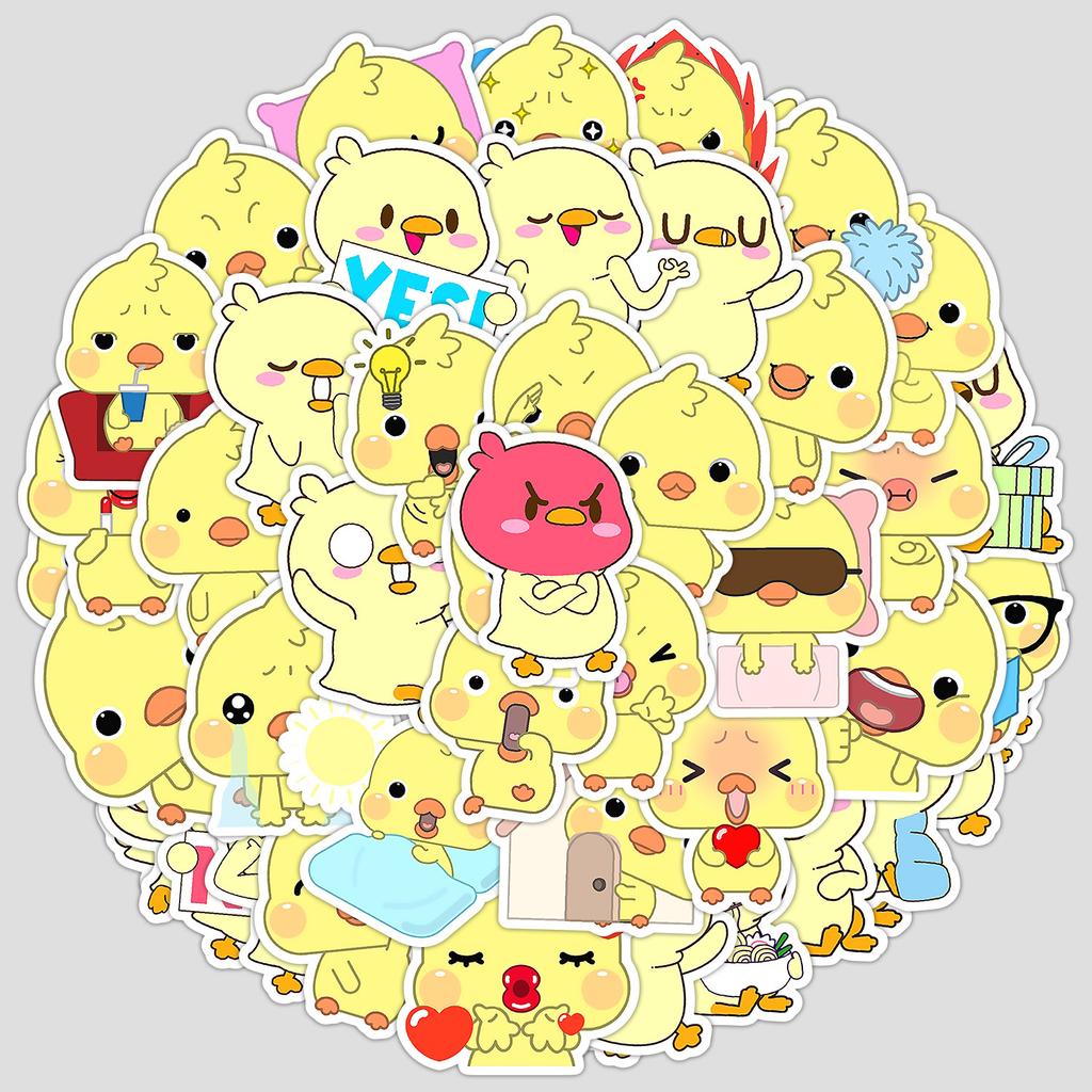 50 Cute Little Yellow Duck Graffiti Stickers Creative DIY Animal Stickers Mobile Phone Computer Waterproof Decorative Stickers