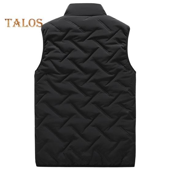 Gilet da uomo con collo alto, senza maniche, chiusura lampo, gilet invernale con tasche, tinta unita, imbottitura spessa, cappotto in cotone