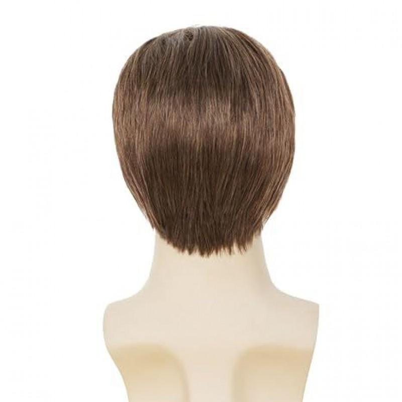 Mens Fashion Short Wig Brown Side Part Straight High Temperature Fiber Hairpiece Daily Wear