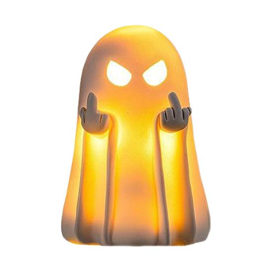 Figurka Ducha na Halloween Żywica Straszna Statua Ducha z Palcem Mały Biały Duch Ozdoby Stołowe do Dekoracji Wnętrz Domu Biura Biurka