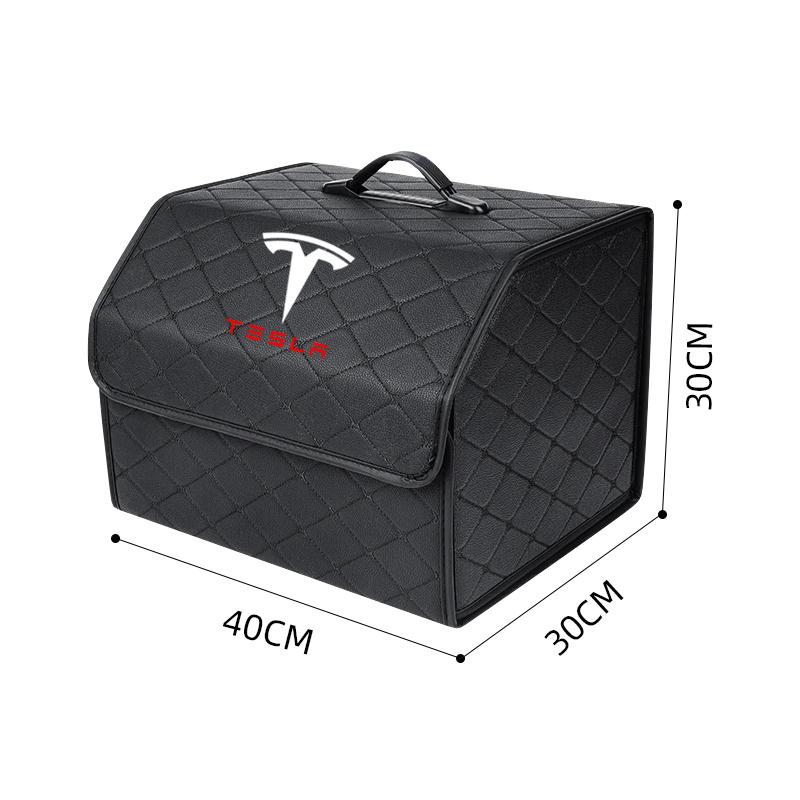 PU Leather Car Trunk Storage Box Automobile Stowing Tidying Box For Tesla Model 3 Model X Y Style Roadster Auto Accessories