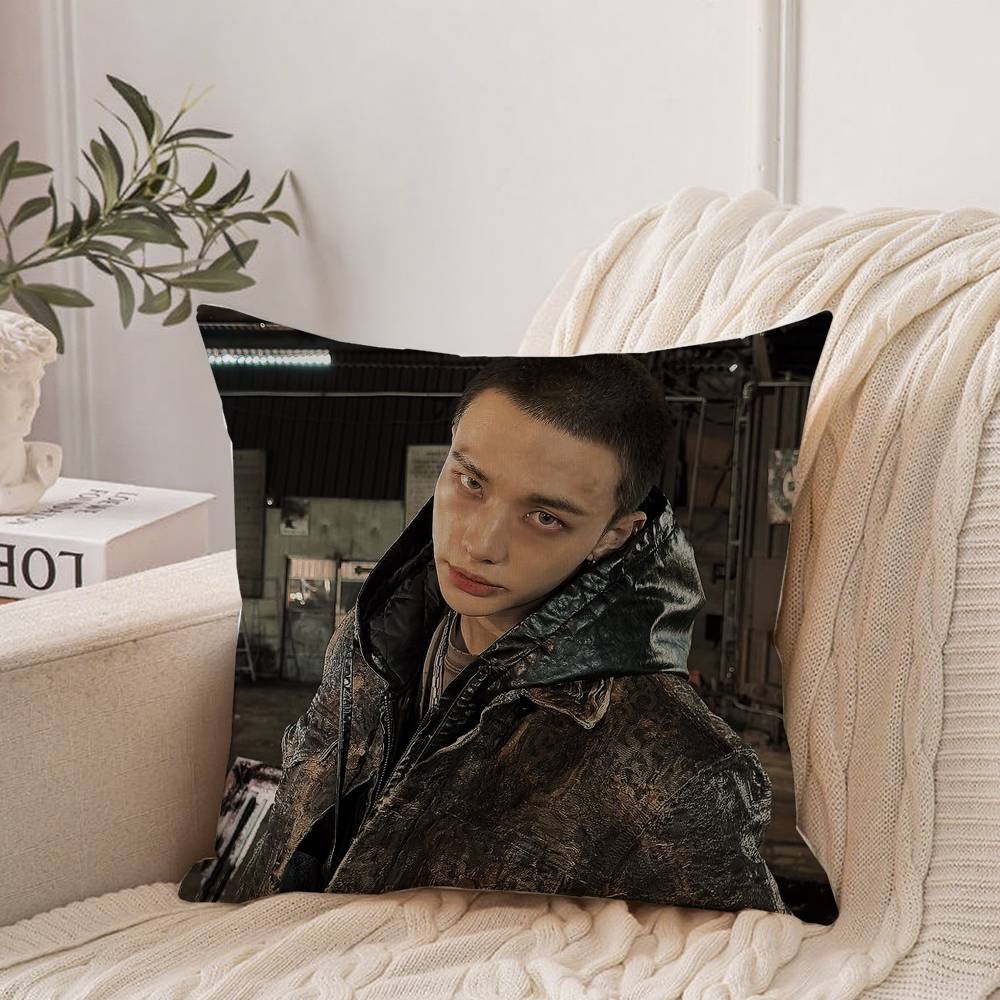 H-Hot KPOP Idol H-Hyunjin Pillow Case Home Decor Throw For Sofa Bed Car Room Decor Gift Idea