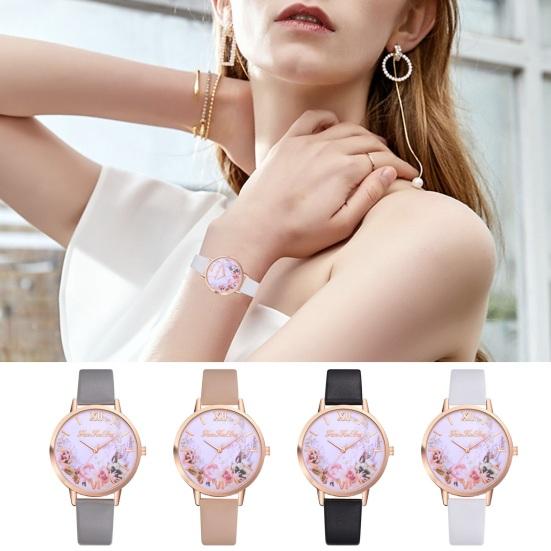 

Женские часы, кварцевые часы, регулируемый ремешок с цветочным принтом, круглый циферблат, ремешок из искусственной кожи, декоративные легкие часы с точным временем, женские часы