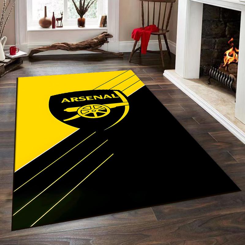 Arsenal Logo Yellow and Black Design Non-slip Rug Suitable for Living Room and Bedroom Sofas