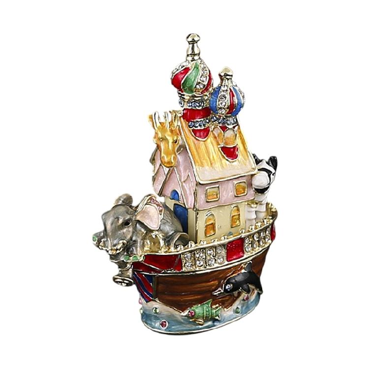 

Magnetic Closure Jewelry Case With Crystals Embellishments And Circus Animal Designs 1